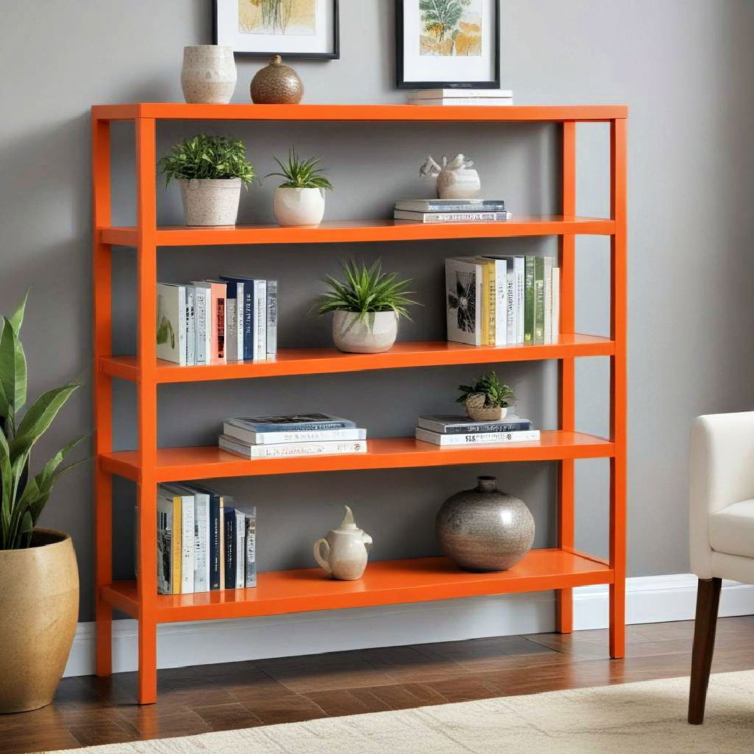 burnt orange bookcase for living room