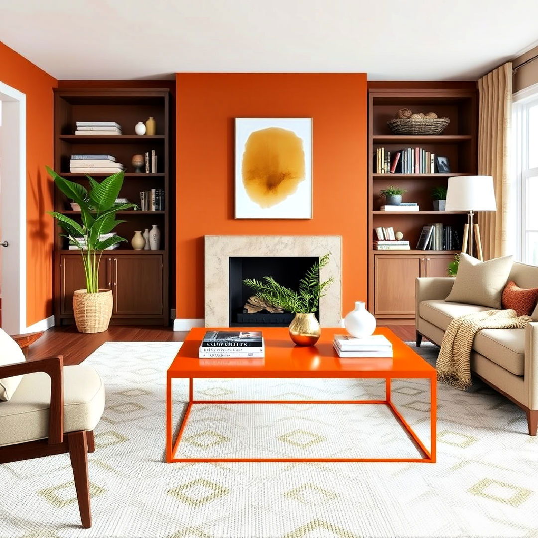 burnt orange coffee table for living room