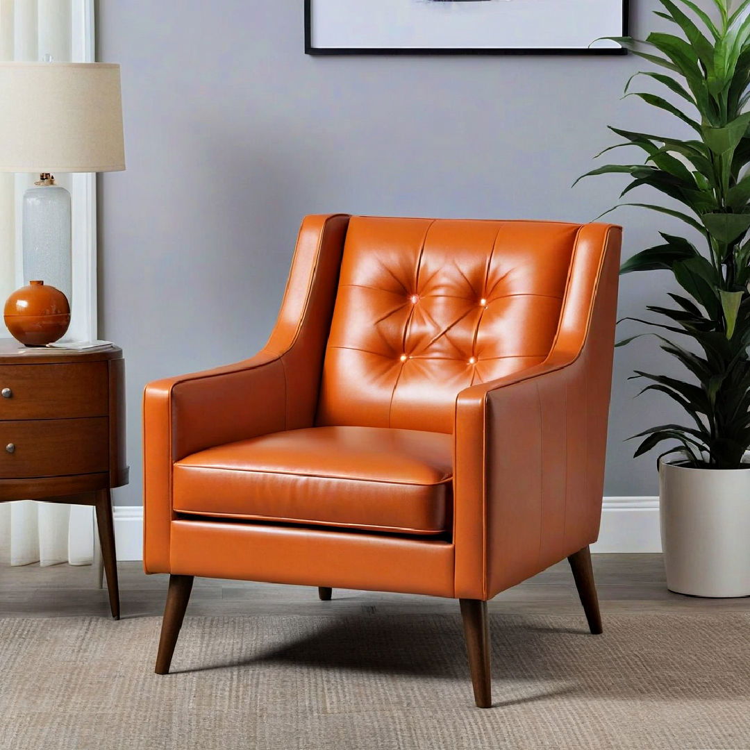 burnt orange leather armchair for living room