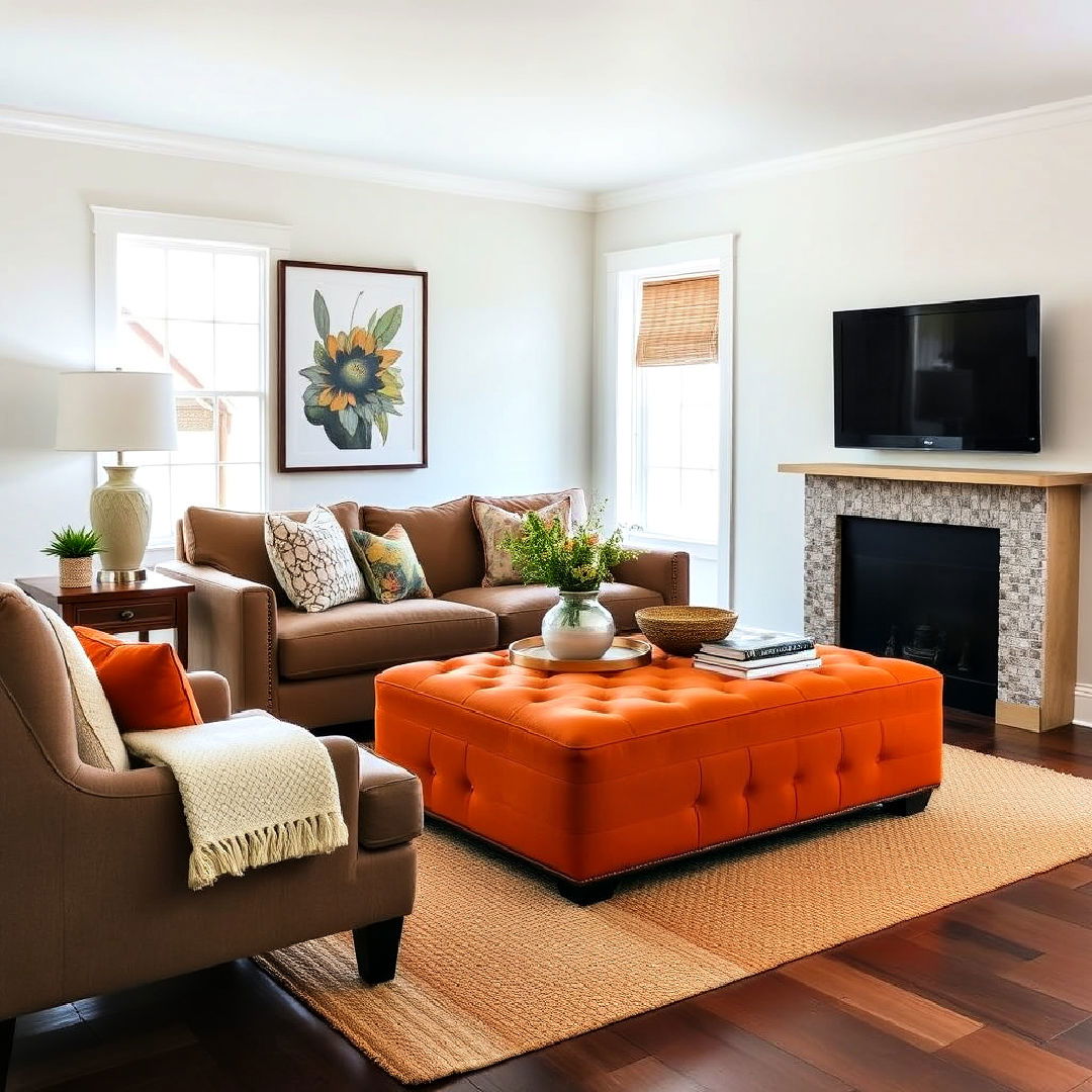 burnt orange ottoman for living room