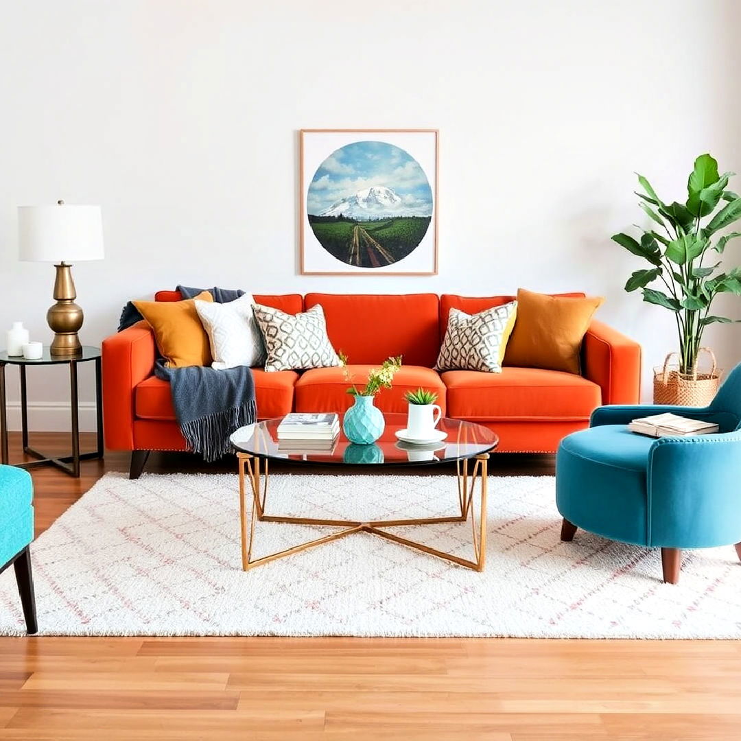 burnt orange sofa for living room