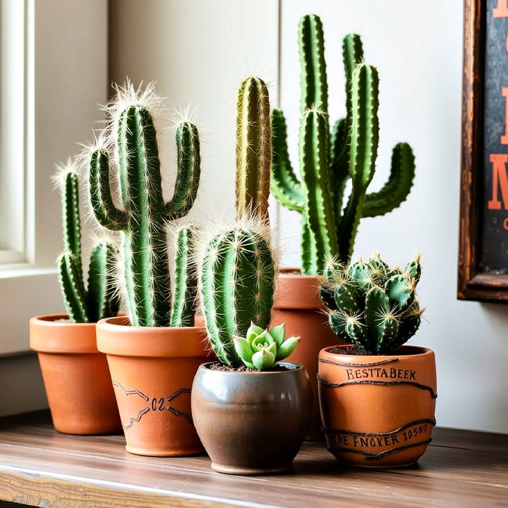 cactus and desert plant decor for cowboy room