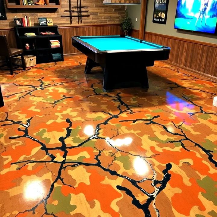 camouflage epoxy floor for game room