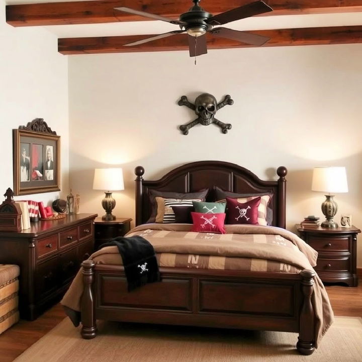 cannonball accents pirate themed bedroom