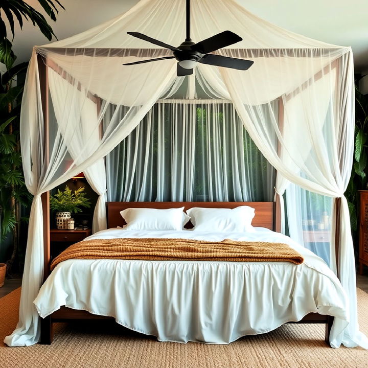 canopy bed with draping fabric