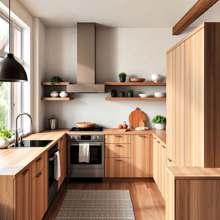 cashmere kitchen with natural wood elements