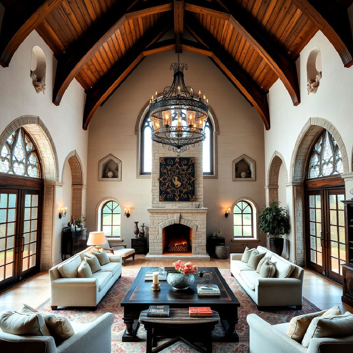 castle living room vaulted ceiling