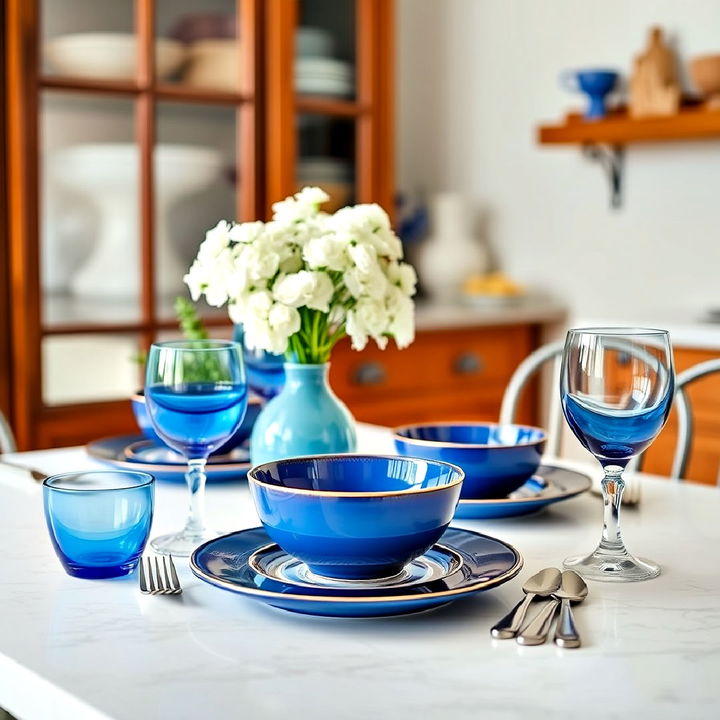 charming blue dining tableware