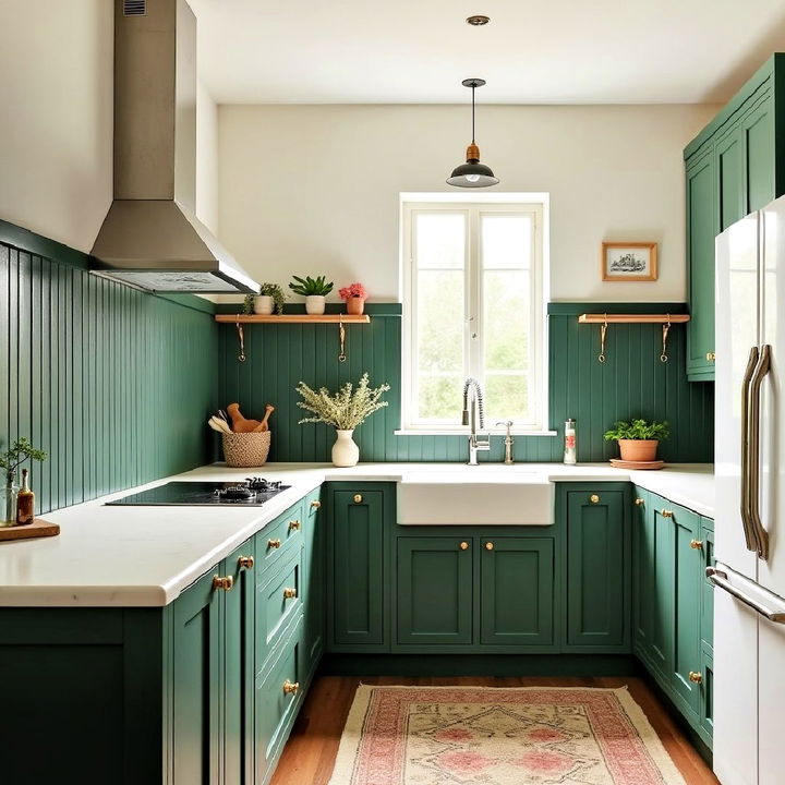 charming dark green beadboard panels