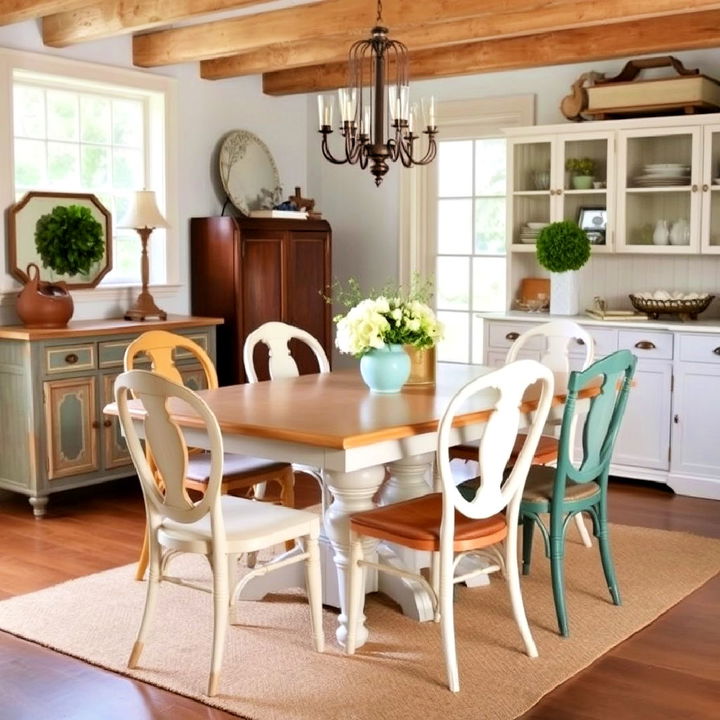 charming mismatched vintage chairs for dining room