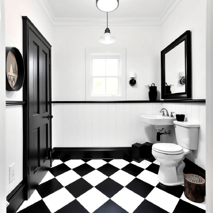 checkerboard floor for black and white bathroom