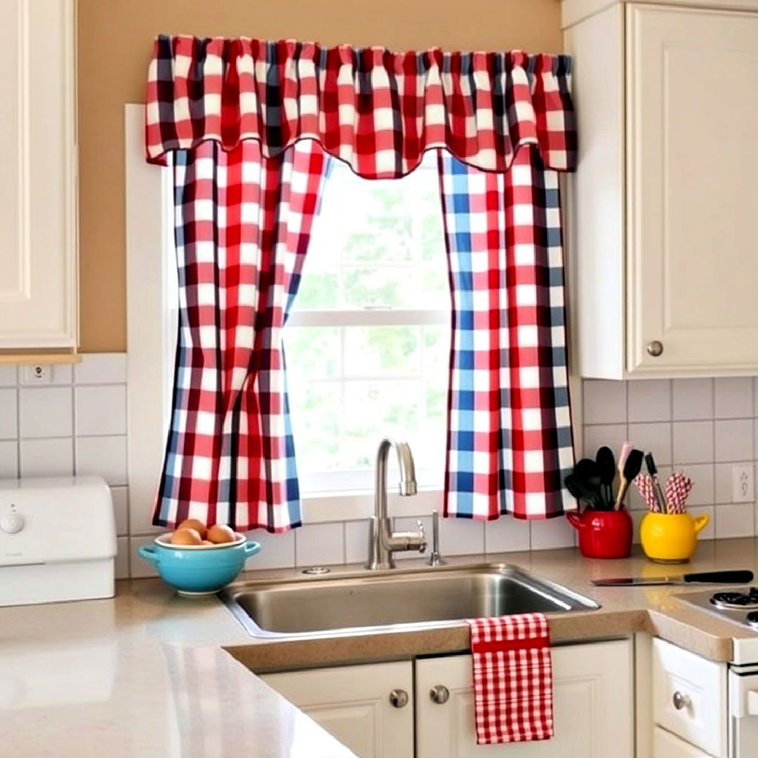 checkered curtains for windows kitchen