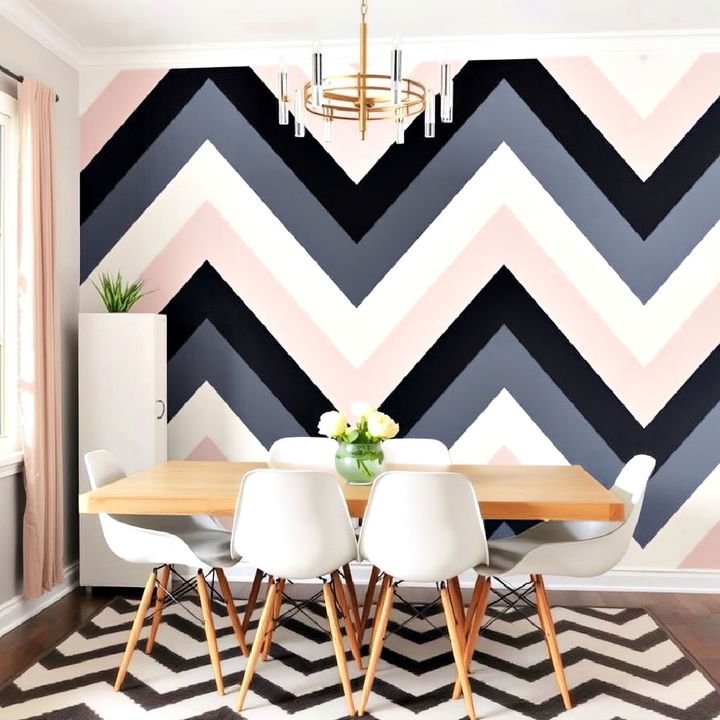 chevron accent wall dinning room