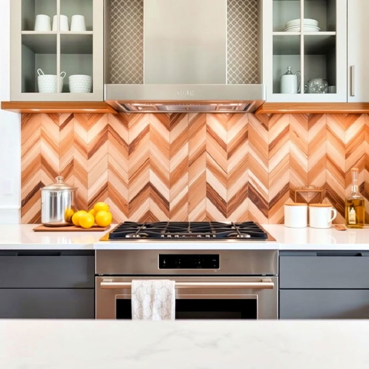 chevron patterned backsplash for kitchen