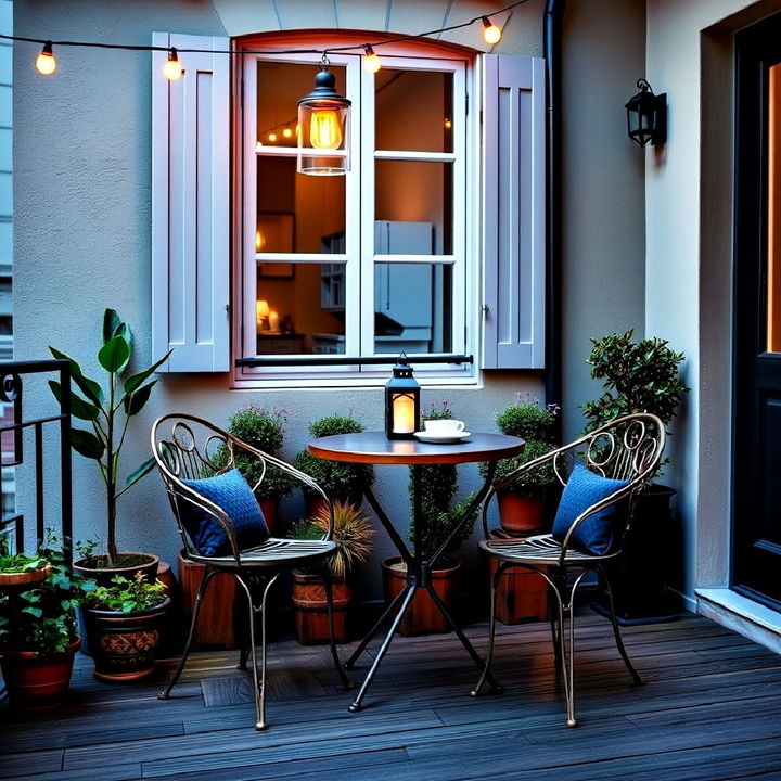 chic bistro setting on terrace