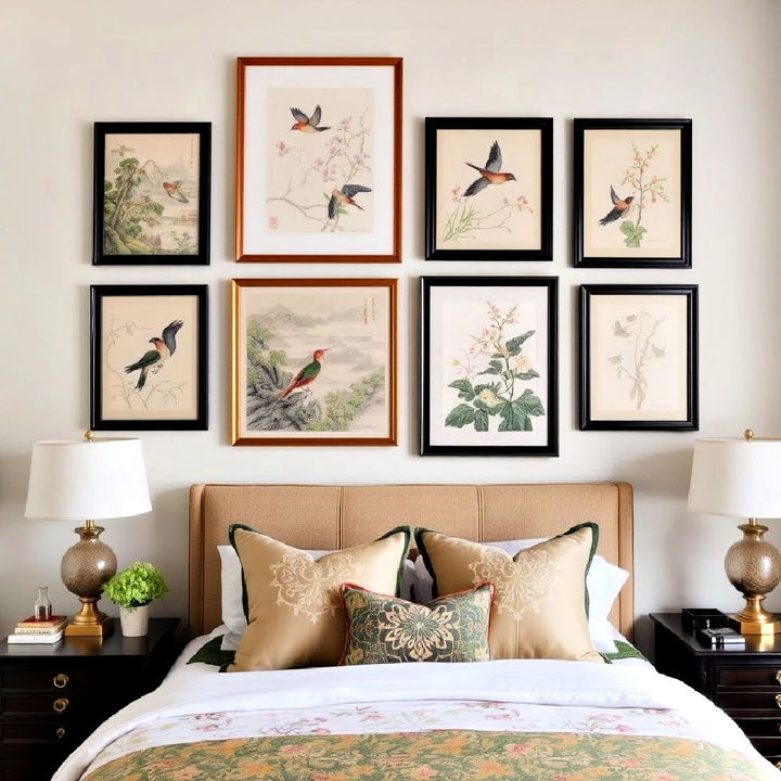 chinoiserie inspired art prints for bedroom