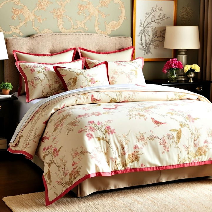 chinoiserie inspired bed linens