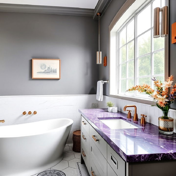 classic bathroom purple marble countertop