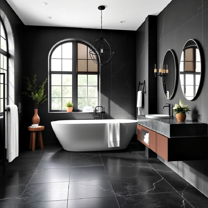 classic black limestone flooring