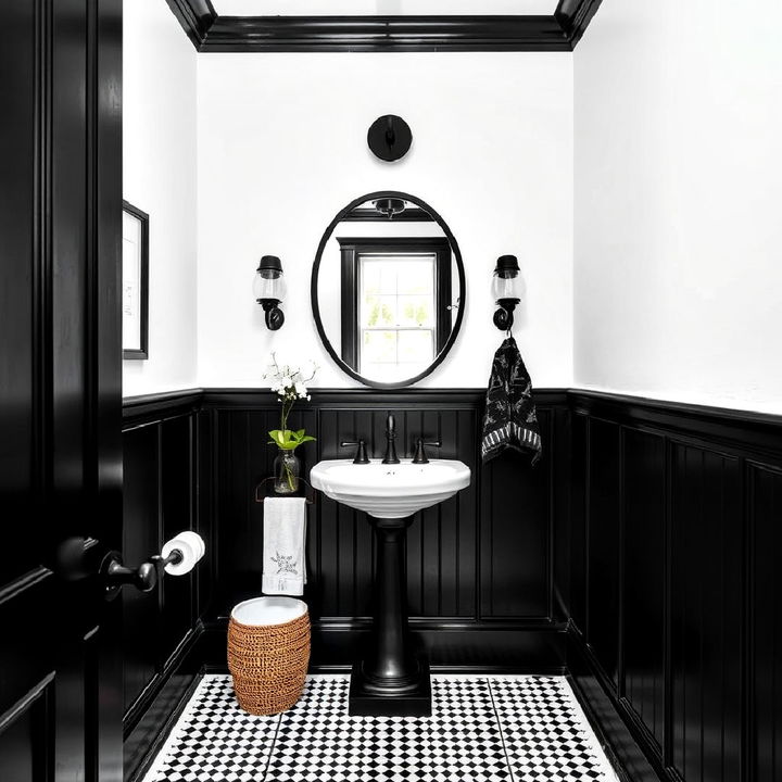 classic black wainscoting with white upper walls