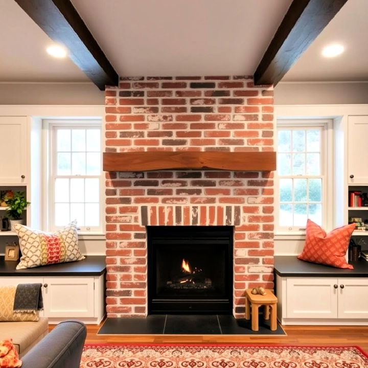 classic brick basement fireplace