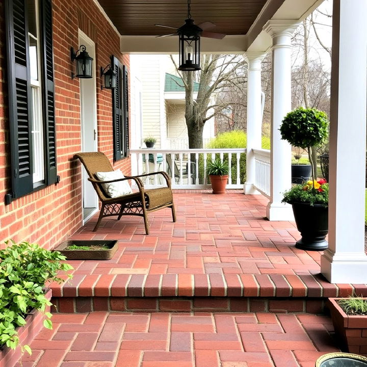 classic brick pavers porch flooring