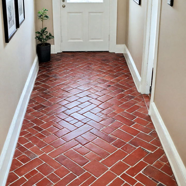 classic brick tile entryway floor layout