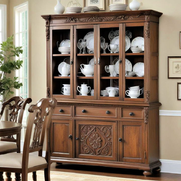 classic dining room wooden hutch