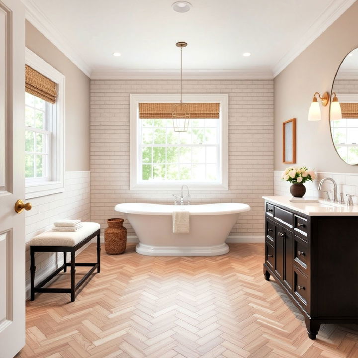 classic herringbone bathroom tiles