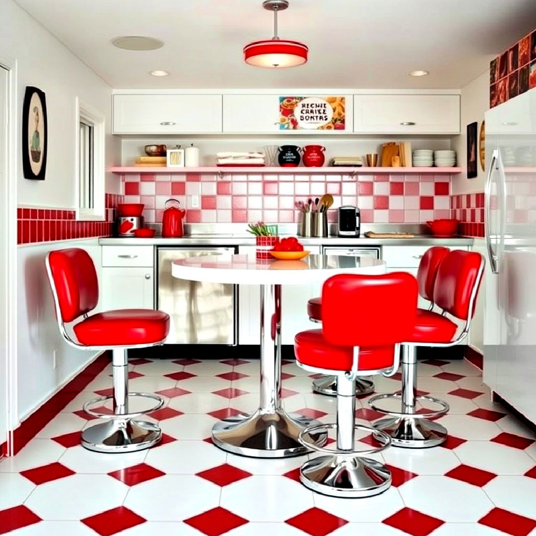 classic red and white diner style theme