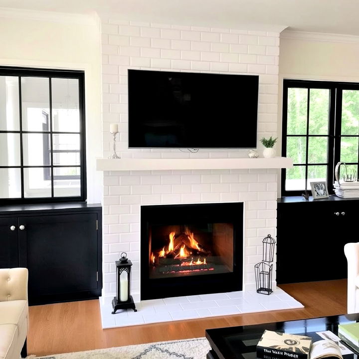 classic subway tiles for fireplace