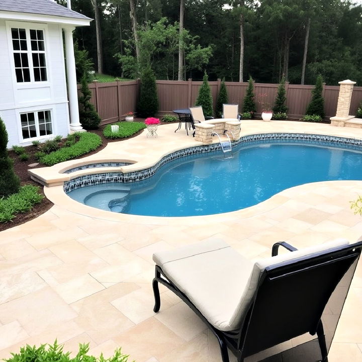 classic travertine pavers around pool