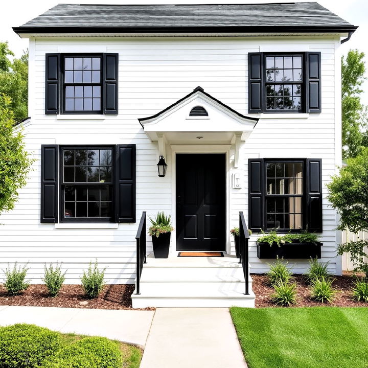 classic white exterior with black accents