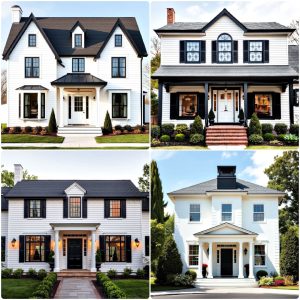 classic white houses with black trim ideas