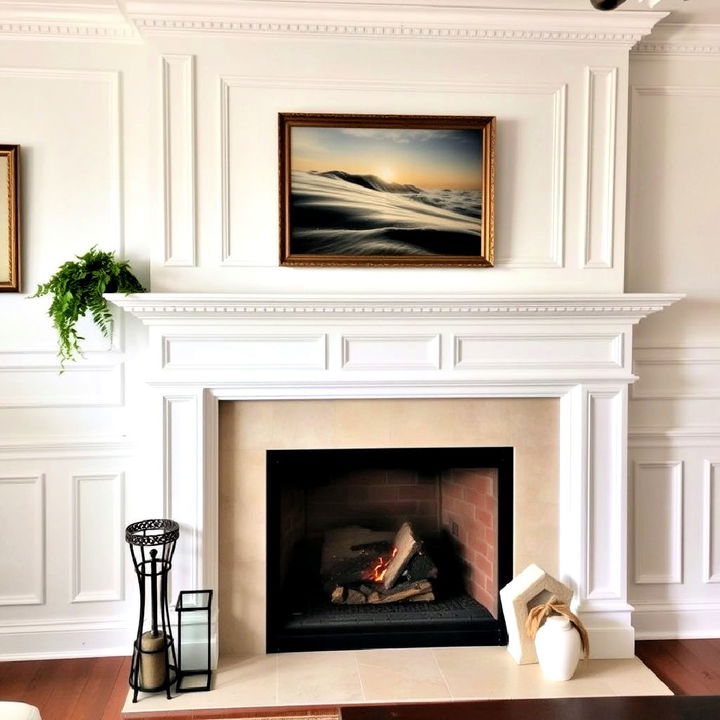 classic white mantel with molding