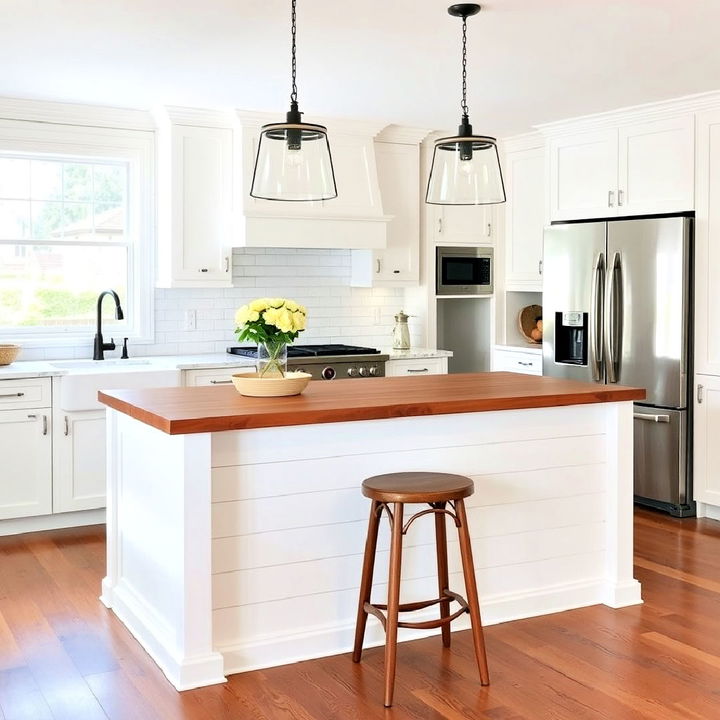 classic white shiplap island