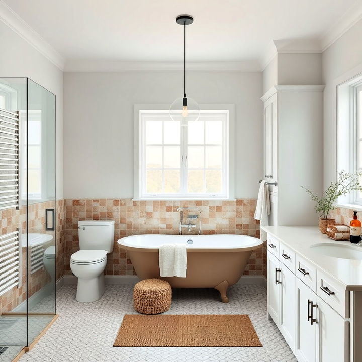 clay and bone white bathroom