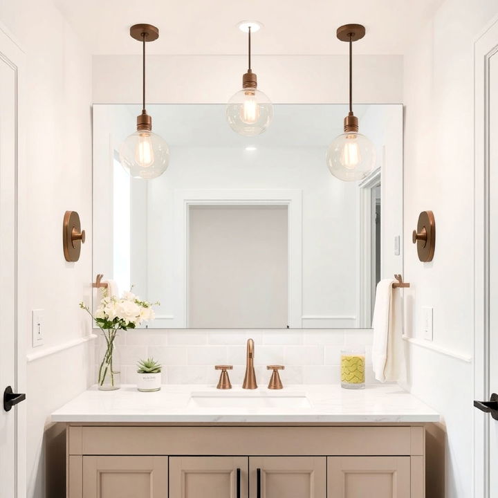 clear glass pendants for smaller bathroom