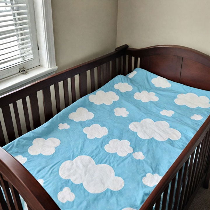 cloud themed changing pad cover