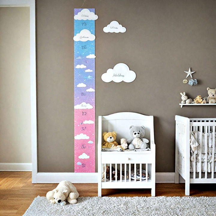 cloud themed growth chart for nursery