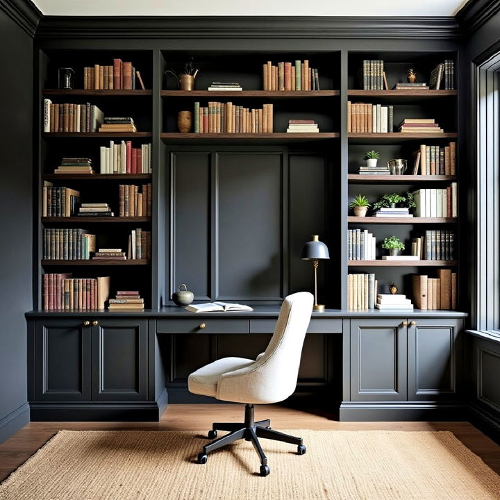 clutter free floor to ceiling bookshelves