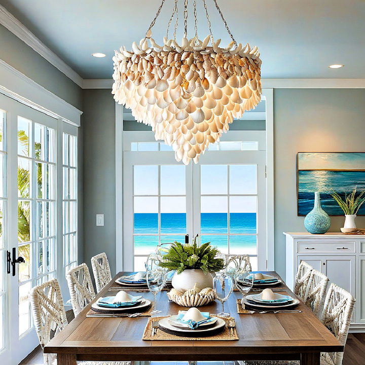 coastal dining room shell chandelier