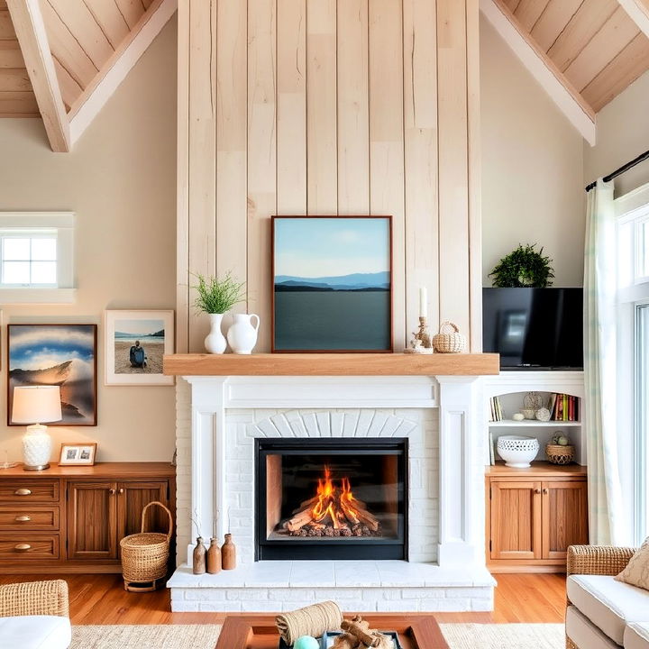 coastal inspired fireplace for a refreshing look