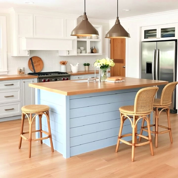 coastal inspired shiplap island