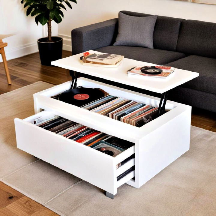 coffee table vinyl record storage