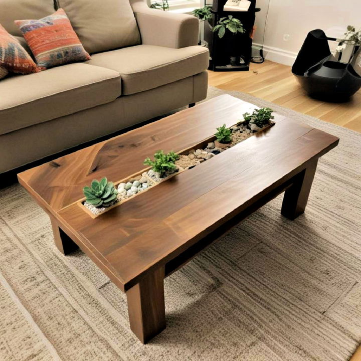 coffee table with built in planters