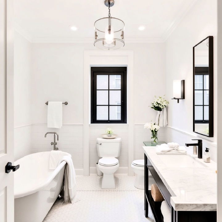 cohesive monochrome bathroom design