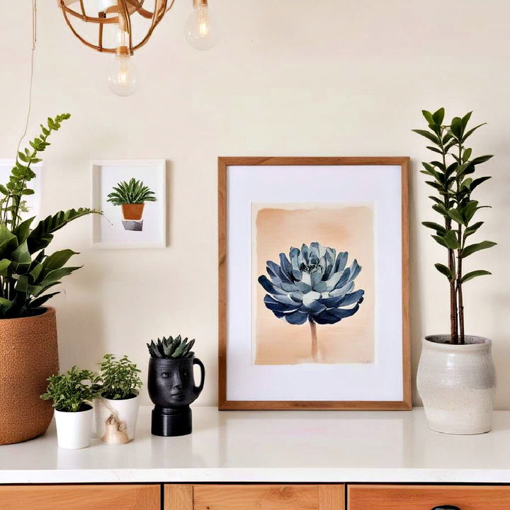 cohesive plant decor around your artwork