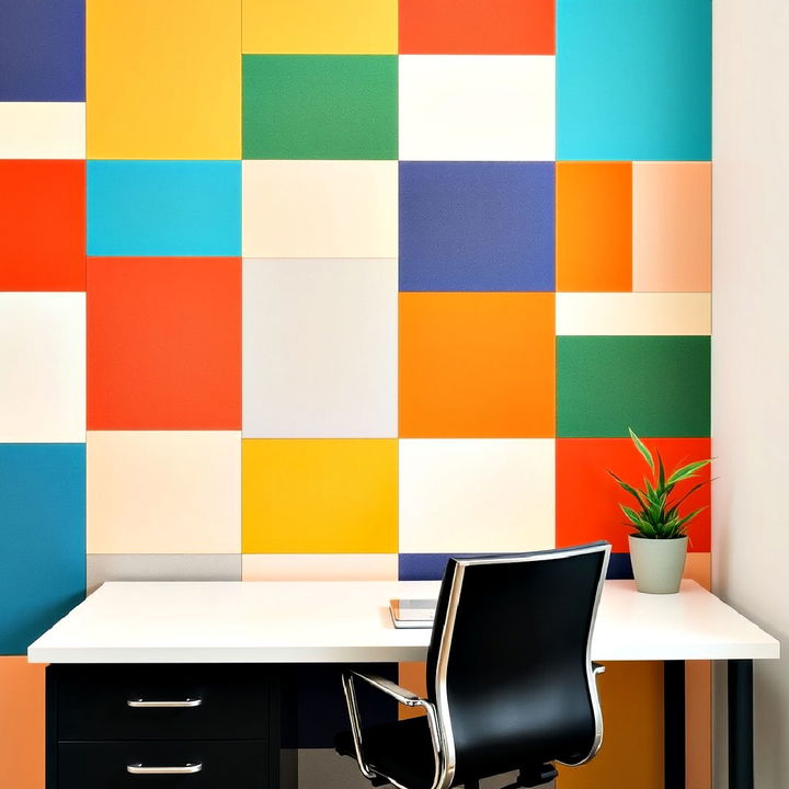 color blocked rectangles accent wall office