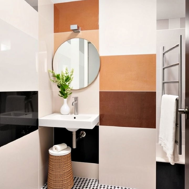 color blocking tiles bathroom